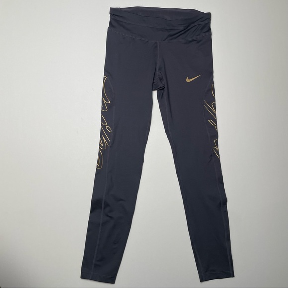 Nike Dri Fit Leggings With Gold Lettering - Picture 3 of 6